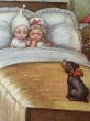 画像2: Postcard　アンティークポストカード　ベッドの上の子犬と子どもたち　イタリア (2)
