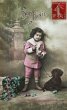 画像1: Postcard　アンティークポストカード　ダックスフンド犬と男の子　フランス1912年　写真 (1)