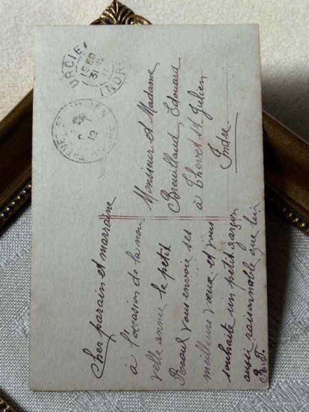 画像3: Postcard　アンティークポストカード　ダックスフンド犬と男の子　フランス1912年　写真 (3)