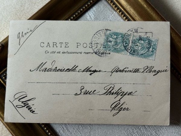 画像3: Postcard　アンティークポストカード　お茶の時間　女の子のティータイム　フランス1904年　写真 (3)