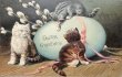 画像1: Postcard　アンティークポストカード 　イースター　3匹の子猫と卵 (1)