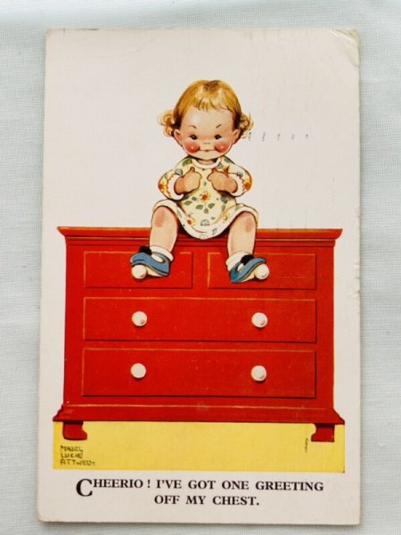 画像1: Postcard 　アンティークポストカード　赤いチェストと女の子　2886　Mabel Lucie Attwell　 (1)