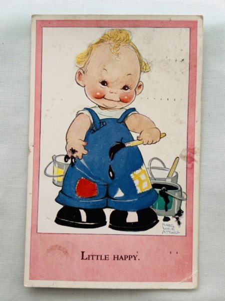 画像1: Postcard 　アンティークポストカード　ペンキと男の子　4428　Mabel Lucie Attwell (1)