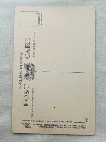 画像3: Postcard 　アンティークポストカード　謝る女の子と子犬　もうジャムスプーンを舐めません　1498　Mabel Lucie Attwell　（未使用） (3)