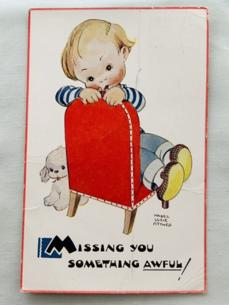 画像1: Postcard 　アンティークポストカード　男の子と犬　5509　Mabel Lucie Attwell (1)