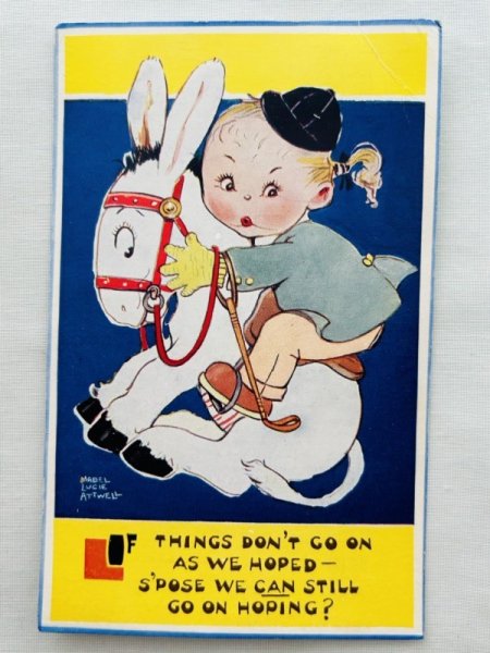 画像1: Postcard 　アンティークポストカード　ロバに乗る女の子　5645　 Mabel Lucie Attwell (1)