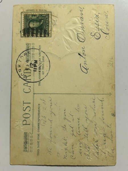 画像2: Postcard アンティークポストカード バレンタイン 中世 女性の手にキスをする男性 (2)