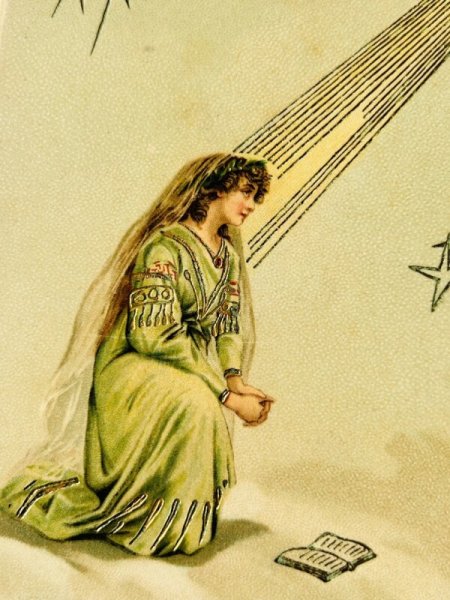 画像2: Postcard　アンティークポストカード  祈りを捧げる女性　MAILICK (未使用) (2)