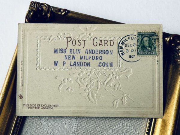 画像4: Postcard  アンティークポストカード　クリスマス　天使　ホーリー　ヤドリギ　Ellen Clapsaddle (4)