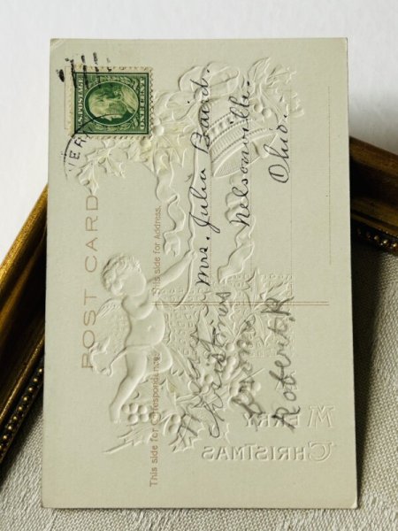 画像3: Postcard  アンティークポストカード　クリスマス　ベルをならす天使　 (3)