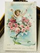 画像2: Postcard  アンティークポストカード　薔薇のお花の天使　 (2)