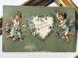 画像2: Postcard  アンティークポストカード　お花のリースと天使　スノードロップ　薔薇　忘れな草　アメリカ1908年 (2)