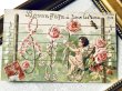 画像2: Postcard  アンティークポストカード　薔薇のお花と電線の音符🎵を作る天使　妖精　フランス1911年 (2)