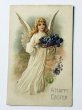 画像1: Postcard  アンティークポストカード　イースター　スミレのお花と天使 (1)