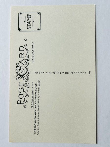 画像2: Postcard  ビンテージポストカード 敬礼をするキューピーちゃん 兵隊さん 星条旗 Rose O'Neill 1970年代(未使用) (2)