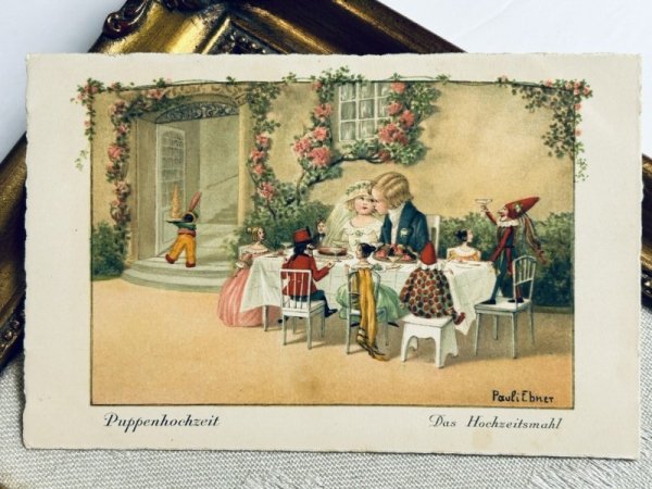 画像2: Postcard アンティークポストカード お人形さんと結婚式 Pauli Ebner (未使用) (2)