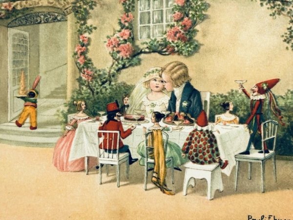 画像3: Postcard アンティークポストカード お人形さんと結婚式 Pauli Ebner (未使用) (3)