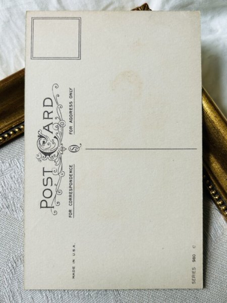 画像3: Postcard アンティークポストカード チューリップのお花と子ども 金魚鉢 (未使用) (3)