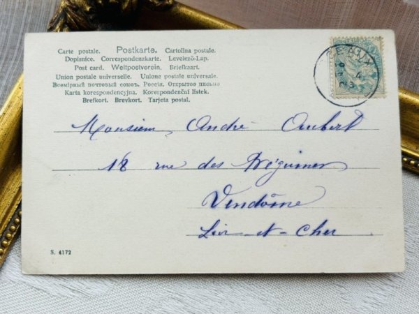 画像3: Postcard アンティークポストカード イースター  羊車で卵を運ぶ女の子たち ウィーン趣味風 (3)