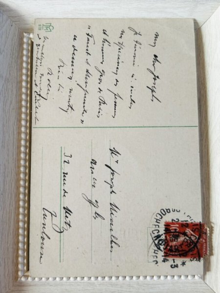 画像2: Postcard　アンティークポストカード　女性の腰回りを測る男性 (2)