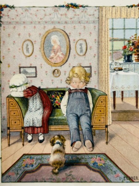 画像2: Postcard　アンティークポストカード　喧嘩中のふたり　犬　Pauli Ebner　 (2)