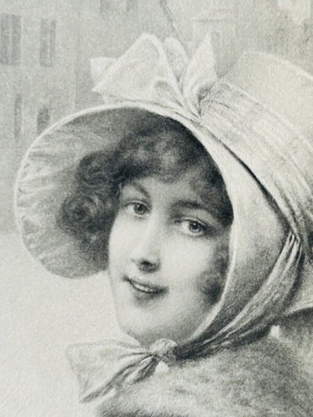 画像3: Postcard　アンティークポストカード　宿り木を持つ女性　ヤドリギ　M.M.VIENNE ウィーン趣味　R.R.Wichera (3)