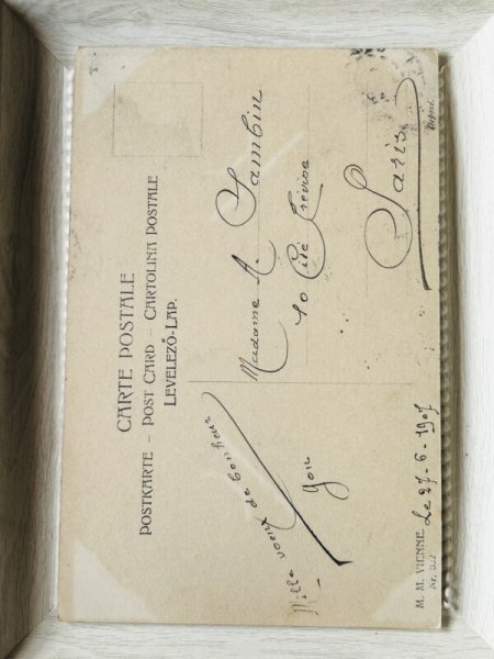 画像3: Postcard　アンティークポストカード　ライラックのお花と帽子の女性　M.M.VIENNE ウィーン趣味　 (3)