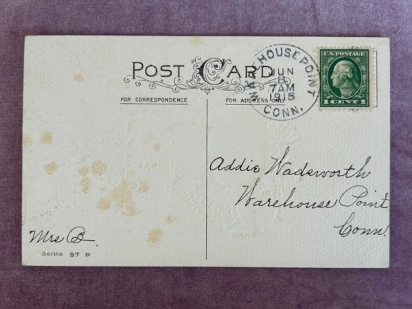 画像2: Postcard アンティークポストカード ひげなしのお花と男の子 ポピー アメリカ1915年 (2)