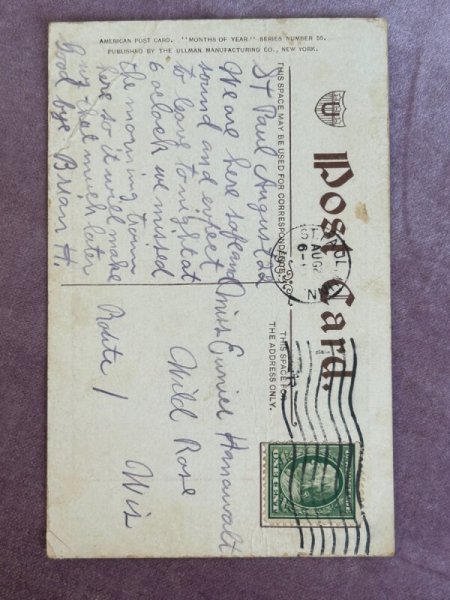 画像3: Postcard　アンティークポストカード　12月　クリスマスプレゼントと女の子　アメリカ1909年 (3)