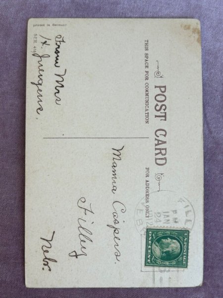 画像2: Postcard　アンティークポストカード　お花と女の子　二輪車　アメリカ1912年 (2)