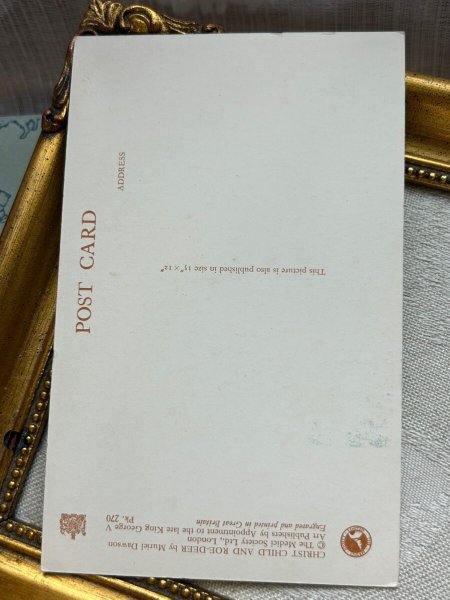 画像4: Postcard  アンティークポストカード　幼子キリストとノロジカ　鹿　Muriel Dawson　イギリス　（未使用） (4)