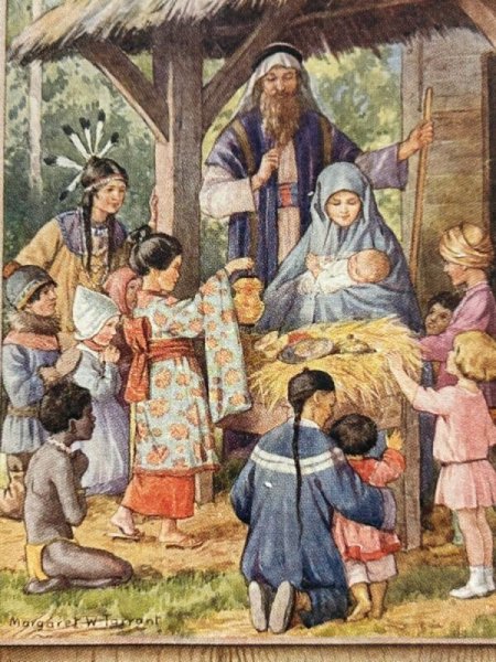 画像3: Postcard  アンティークポストカード　聖母子を祝福する人々　 Margaret Tarrant　（未使用） (3)