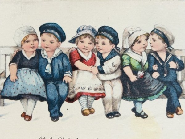 画像3: Postcard 　アンティークポストカード   水兵さんと女の子　マリン　1916年 (3)