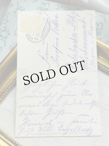 画像5: Postcard 　アンティークポストカード   双子の女の子と白い子犬　プードル　ビションフリーゼ　Lia Doring 　 (5)