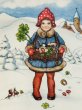 画像3: Postcard 　アンティークポストカード   新年祝い　新年を祝う女の子　ラッキーチャーム　キノコ　馬蹄　子豚　四つ葉クローバー　ドイツ1940年 (3)