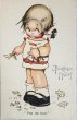 画像1: Postcard 　アンティークポストカード   花占いをする女の子　Beatrice Mallet (1)