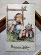 画像2: Postcard 　アンティークポストカード 　女の子と犬　ウエスティ　ウエストハイランドテリア　フランス1950年代 (2)