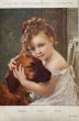画像1: Postcard 　アンティークポストカード 　女の子と犬　Caresses   Guillaume Seignac フランス (1)