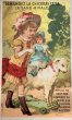 画像1: Vintage Trade Card　アンティーク　トレードカード　女の子とお人形　羊のプルトイ　靴店　フランス (1)