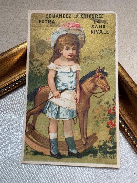 画像2: Vintage Trade Card　アンティーク　トレードカード　女の子木馬　靴店　フランス (2)