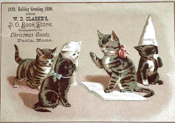 画像1: Vintage Trade Card　アンティーク　トレードカード　子猫の学校　Helena Maguire 1889年 (1)