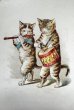画像1: Vintage Trade Card　アンティーク　トレードカード　猫の演奏隊　フルート　ドラム　アメリカ (1)
