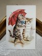 画像2: Vintage Trade Card　アンティーク　トレードカード　赤い傘と猫　アメリカ (2)