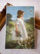画像2: Postcard  アンティークポストカード   お花を摘む女の子 (未使用) (2)