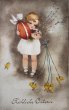 画像1: Postcard  アンティークポストカード   イースター ヒヨコと女の子 卵 Hannes Petersen (1)