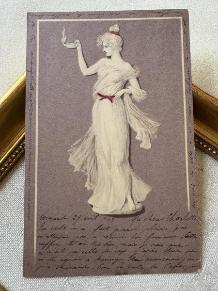 画像2: Postcard 　アンティークポストカード   女性　ギリシャ神話風　フランス1903年　 (2)