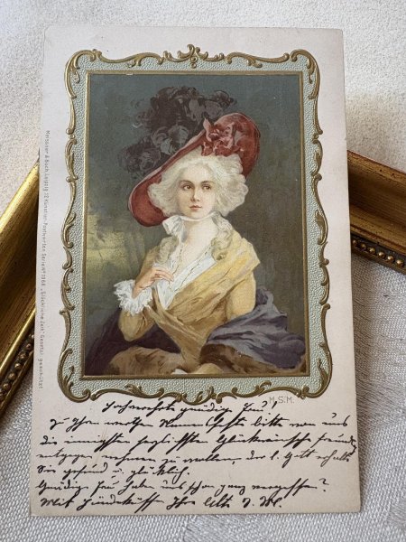画像2: Postcard 　アンティークポストカード   帽子の女性　オーストリア (2)
