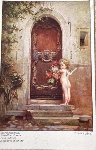 画像1: Postcard  アンティークポストカード  天使の訪問 愛のメッセンジャー 1936年 (1)