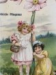 画像3: Postcard  アンティークポストカード   お花と女の子 プリムローズ ブランデージ ドイツ1906年 (3)