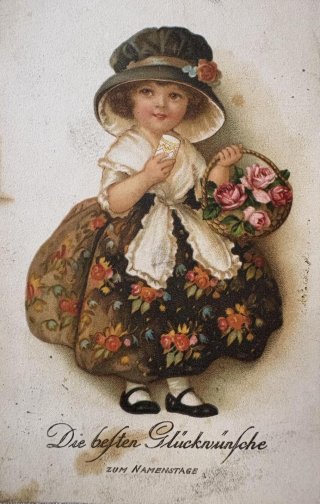 お取り置きアンティークポストカード　お気に入りのハットでとあめかし お取り置きアンティークポストカードお気に入りのハットでとあめかし